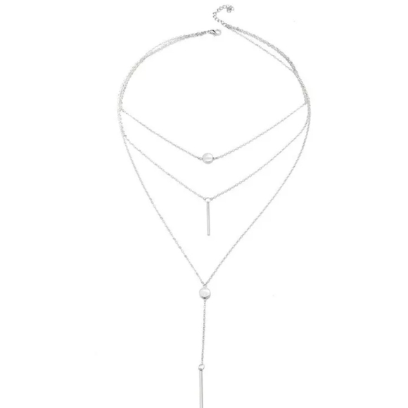 Multi Layer Long Chain Bar Strand Gold Color - Picture 5 of 5